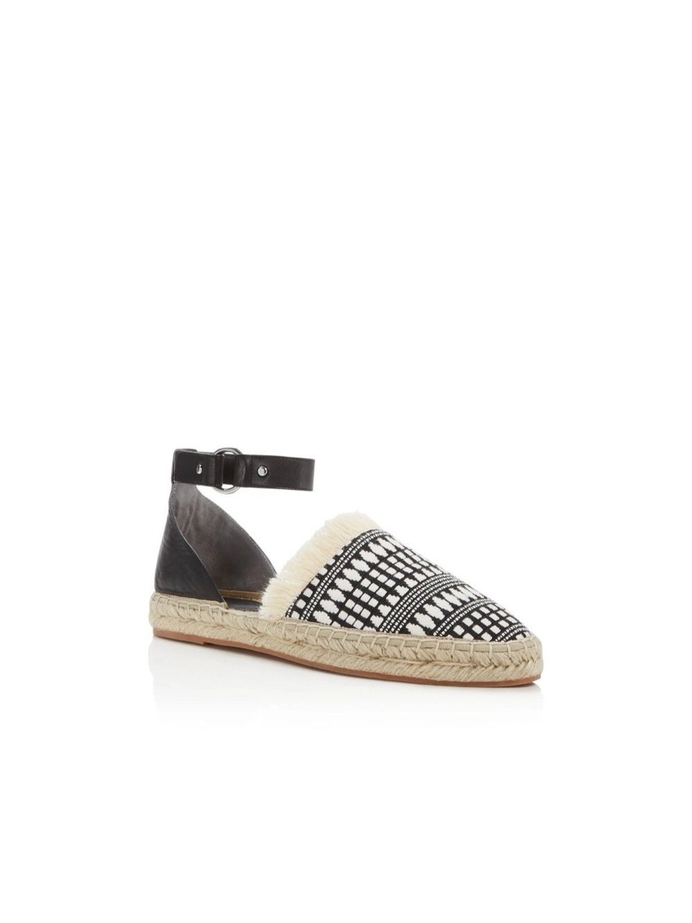 Rebecca Minkoff Black & Cream Patterned Espadrille with Ankle Strap